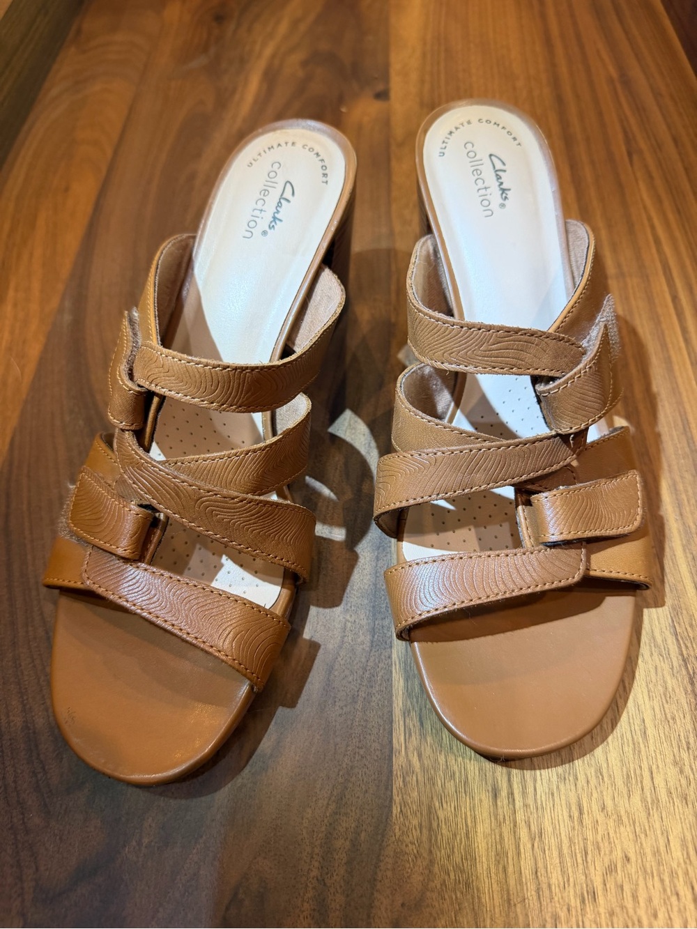 Clarks Brown Multi-Strap Slide Sandals